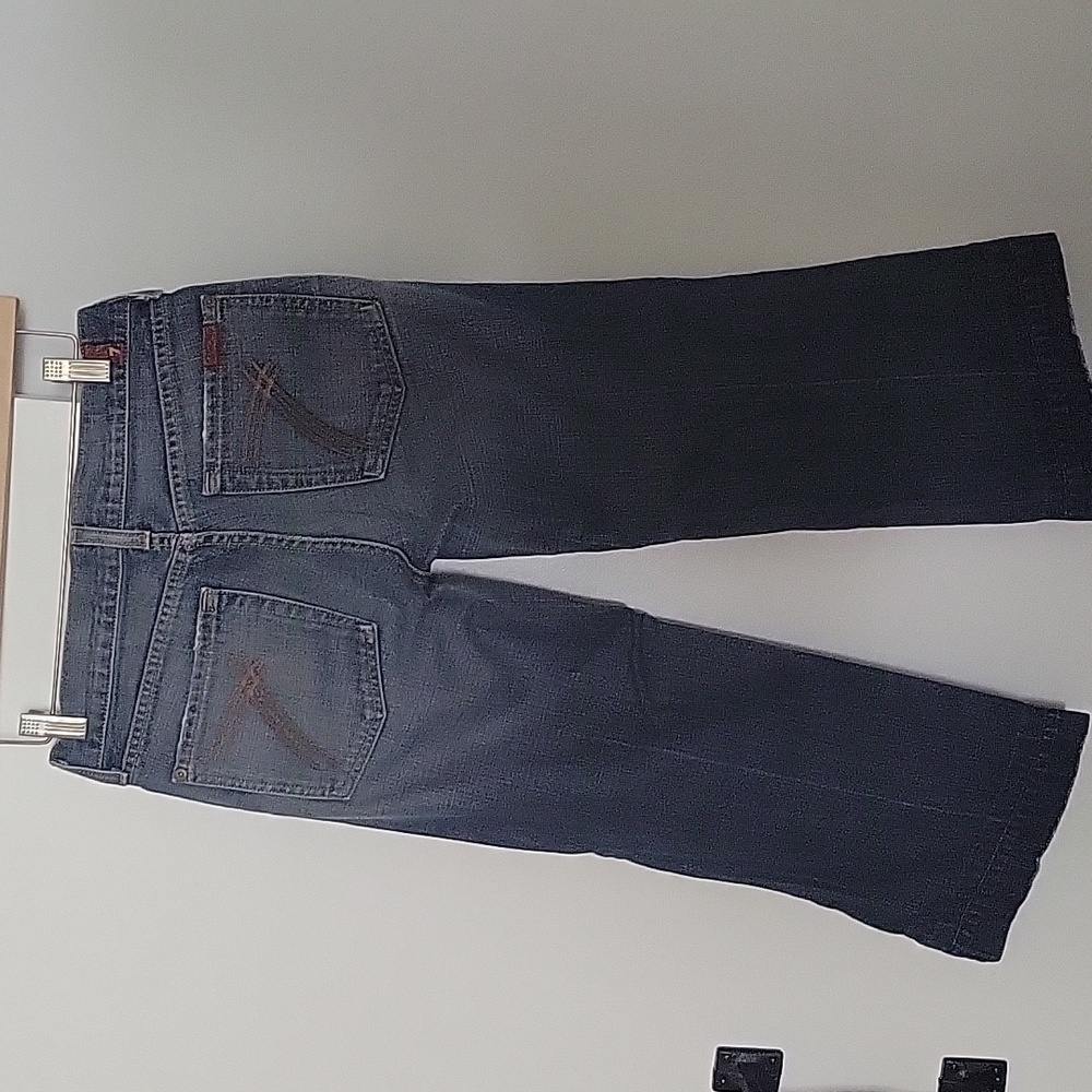 7 For All Mankind Crop DOJO Women’s Jeans Size 27 yellow stitch pocket